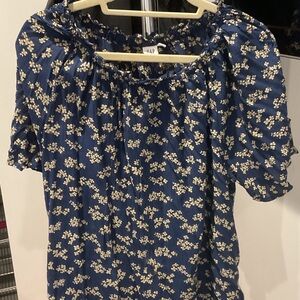 GAP Women's Navy Floral Blouse